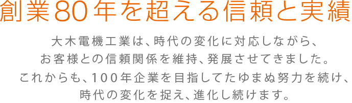 創業75年を超える信頼と実績